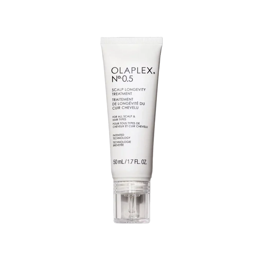 Witte tube Olaplex Nº.5 Scalp Treatment van 50 ml tegen zwarte achtergrond.