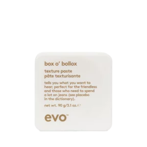Evo Box o’ Bollox texture paste in een witte verpakking van 90g met bronskleurige tekst.