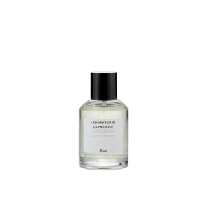 Glazen flacon van het parfum "Nun" van Laboratorio Olfattivo met een zwarte dop.