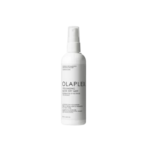Witte sprayfles van Olaplex Volumizing Blow Dry Mist tegen een witte achtergrond.